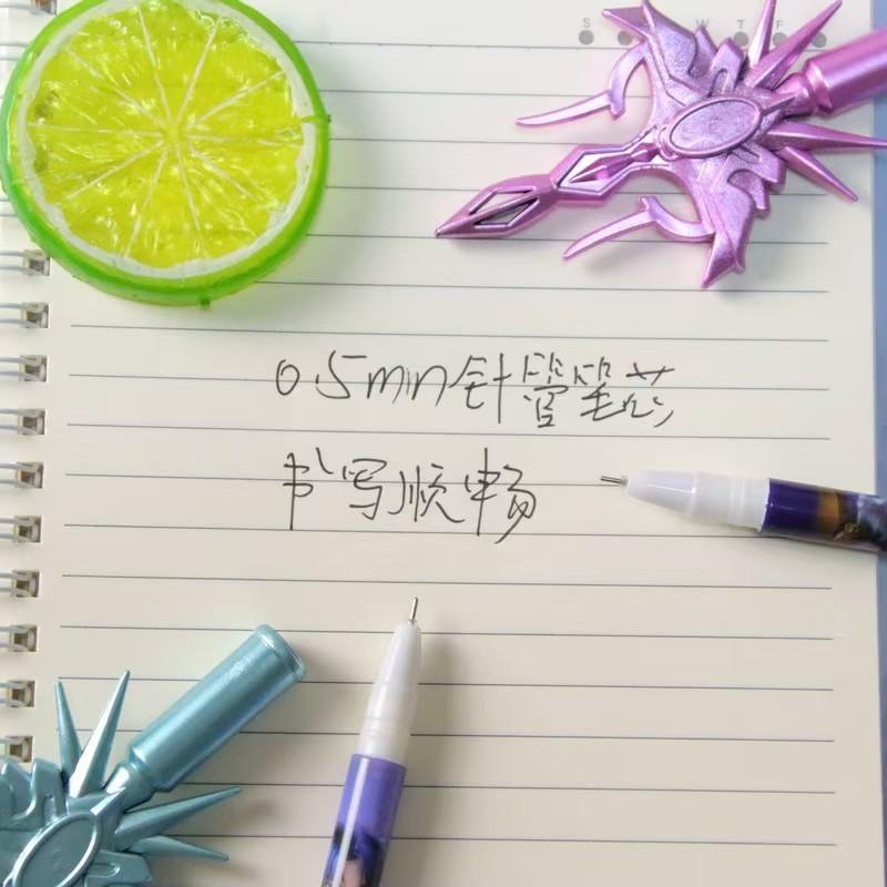 4pc Anime Weapon Design Pens, Trident Gun Ballpoint Pen, Creative Stationery Neutral Pen, Office Signature Pen, Ideal Gift for Back-To-School Season