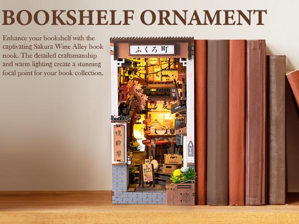 Rolife Book Nook Kit DIY Miniature House Kit for Adults 3D Wooden Puzzle Bookends Bookshelf Diorama Insert Dollhouse Creative Decorative Unique Gifts for Teens and Beginners (Sakura Wine Alley) Rolife Book Nook Kit DIY Miniature House Kit for Adults 3D Wooden Puzzle Bookends Bookshelf Diorama Insert Dollhouse Creative Decorative Unique Gifts for Teens and Beginners (Sakura Wine Alley)