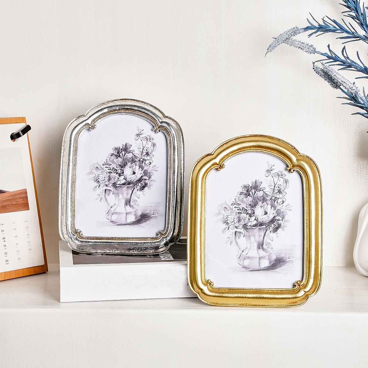 Resin Material Silver Color Border Curved Door Decorative Frame, Multi-Color Options, Simple Home Desktop Decoration