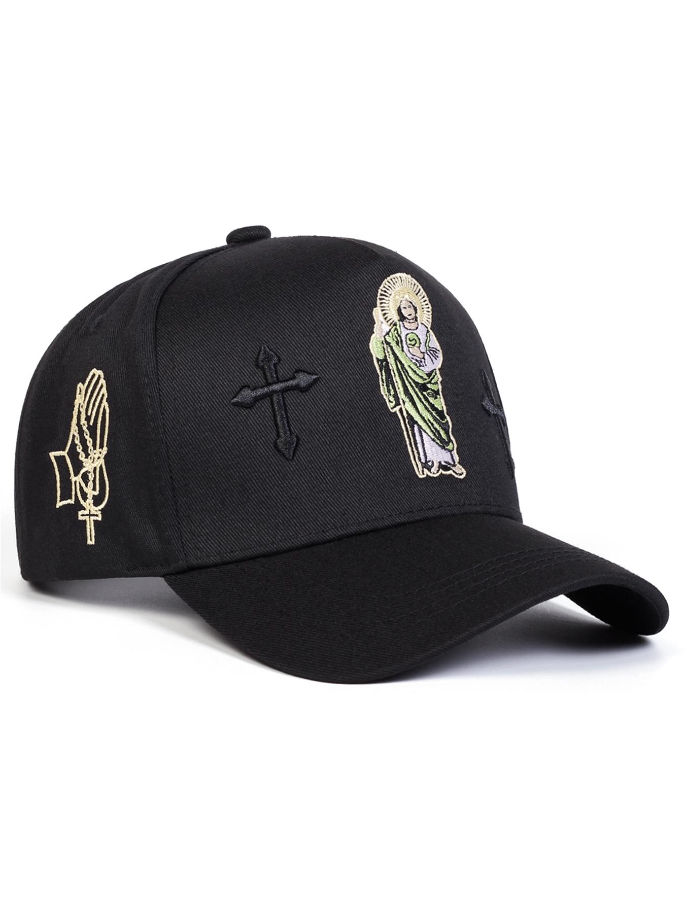 Unisex Jesus Cross Baseball Cap, Adjustable Stylish Hat, Adjustable Sun Protection Hat in Woven Fabric, Suitable for Spring & Fall Travel Outdoor Use