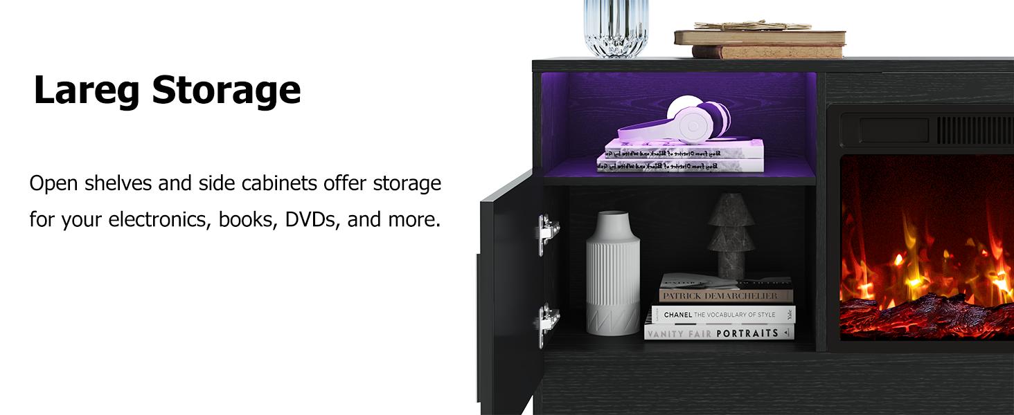 【2 Packages Shipping】PUKAMI Fireplace tv Stand with 36 inch Fireplace Up to 80" TVs,LED Light Entertainment Center and Storage, 70" Modern Wood Media TV Console with Highlight Cabinet for Living Room