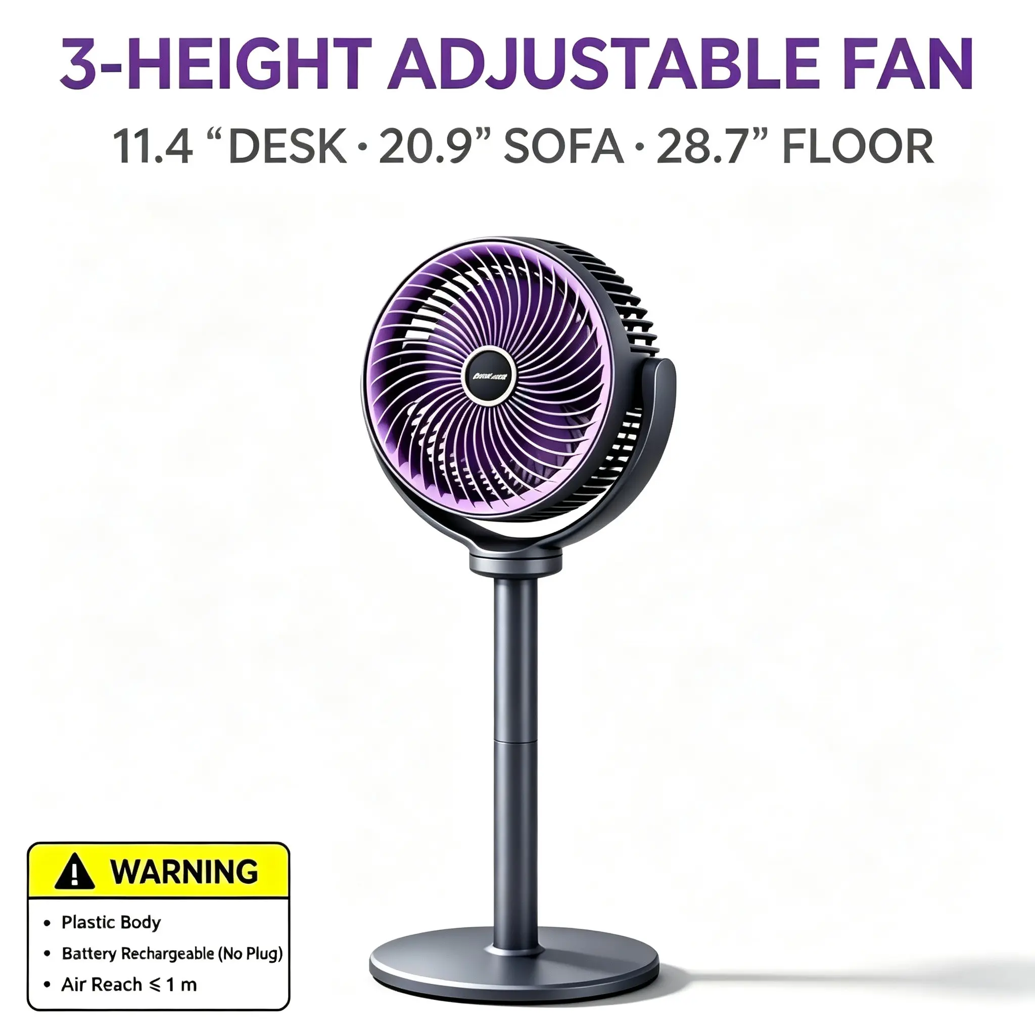 1 Pack Multi‑Height Adjustable Floor Circulation Fan Luxury Color‑Matching Design Whole Room Air Convection Fan circulating pedestal fan for Home Office Backyard