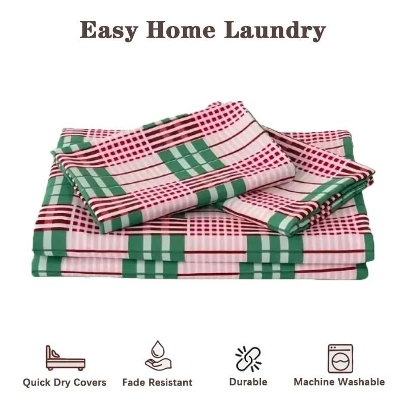 3-Piece Checkerboard Geometric Digital Print Duvet Cover Set, Includes 1 Duvet Cover and 2 Pillowcases (Without Insert), Soft & Breathable Fabric, Retro Color Palette, Ensures Comfortable Sleep.