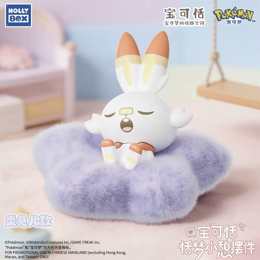 Authentic Holly Box Pokemon Pokepeace Blind Box Figures Mini Sleeping Ornaments Pikachu Scorbunny Tandemaus Piplup