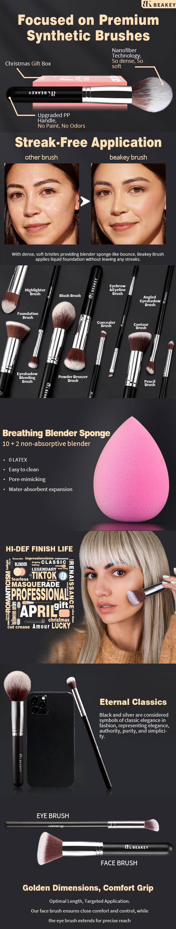 BEAKEY TAP PAW Makeup Brush Set Glam Blend for Beginner