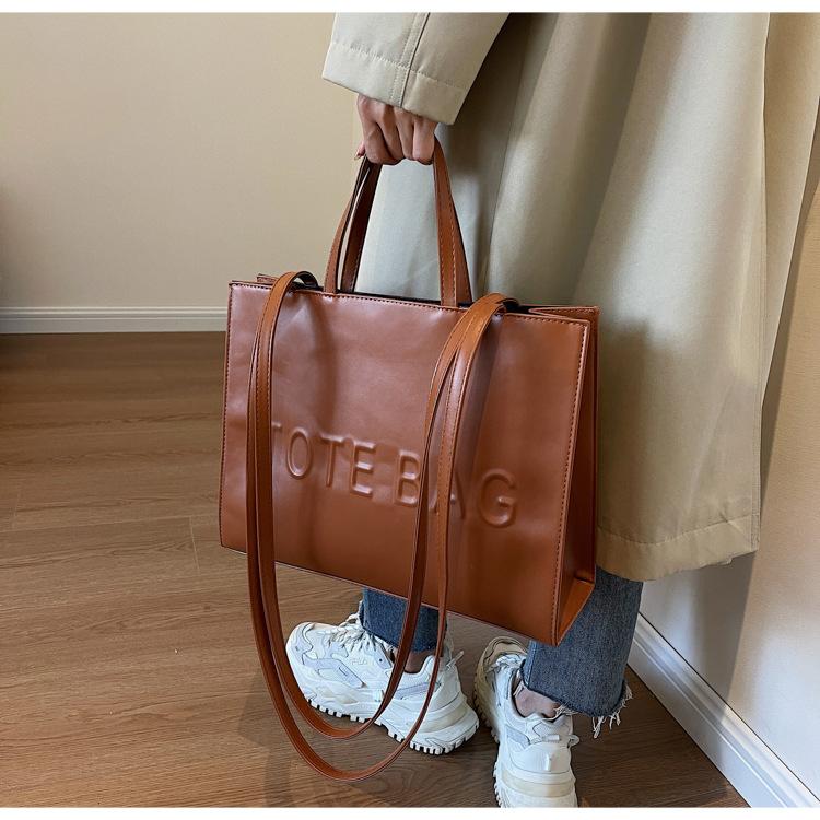 Simple Mirror Letter Tote Bag - Women's Large Capacity Bag New Versatile Single Shoulder Crossbody Bag