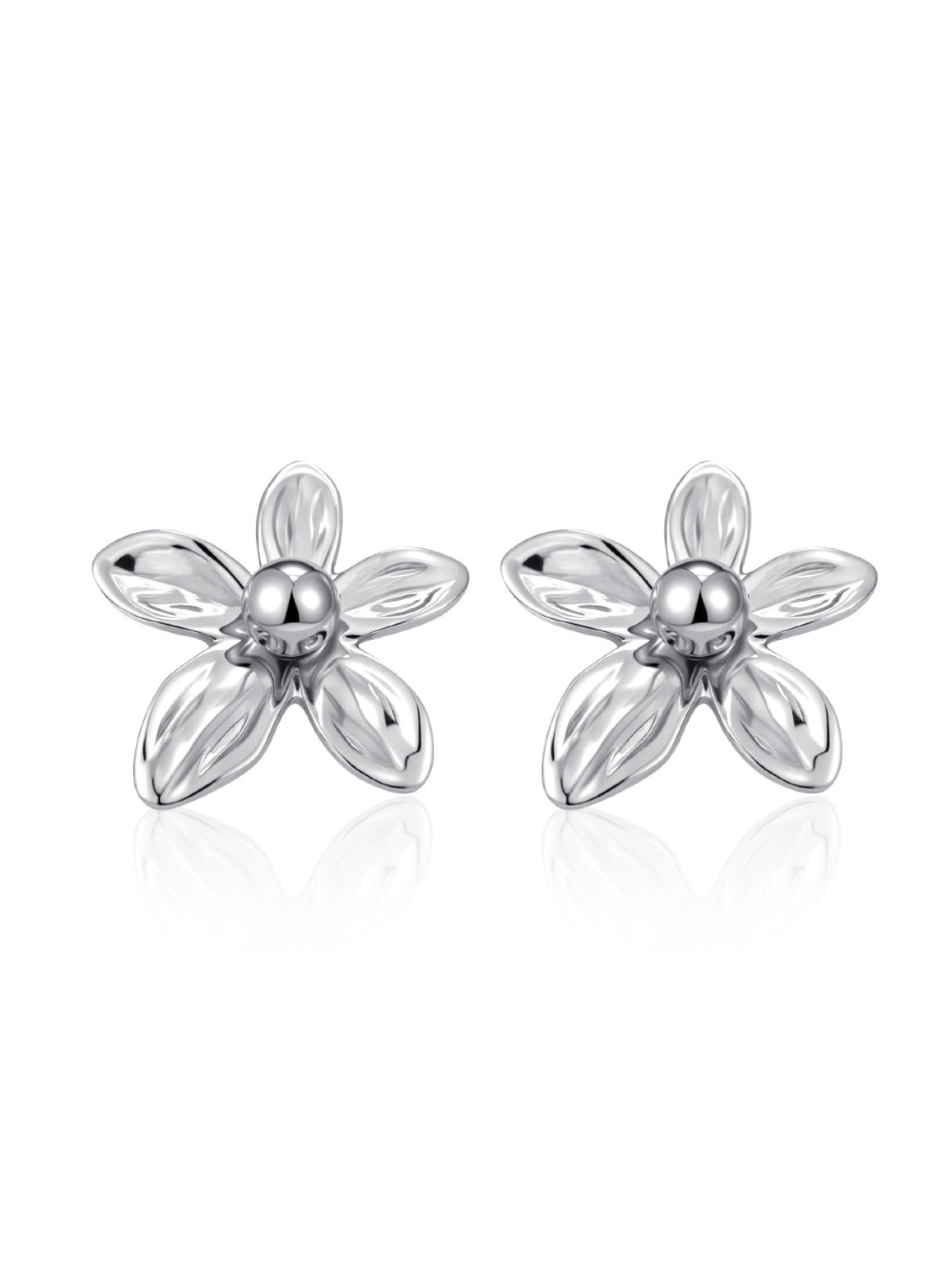 European and American Fashion Five-Leaf Flower Stainless Steel Earrings, Retro Women's Stainless Steel Bead-Welded Jewelry, PVD Plated Earrings