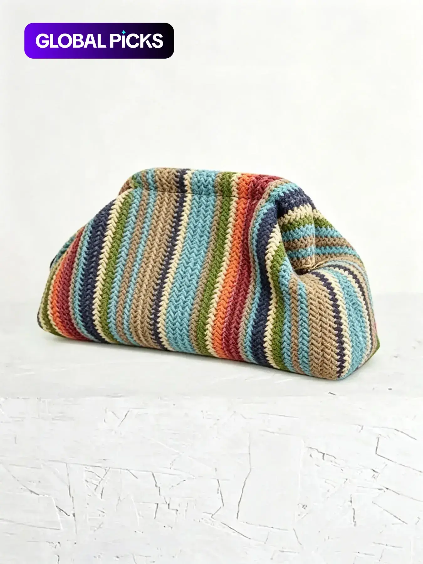 Elegant and soft retro practical texture striped cloud bag, fresh artistic style, niche design, fashionable polka dot handbag, woven grass color suitable for beach vacations, daily commuting, and friend gatherings #GLOBAL PICKS
