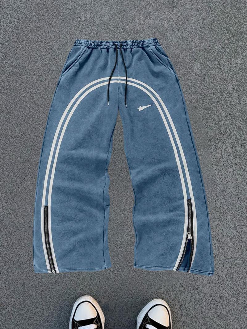 Men's Zipper Decorate Pants, Regular Fit Casual Street Comfy Pants for Spring & Fall, Men's Trousers for Daily Wear, Menswear