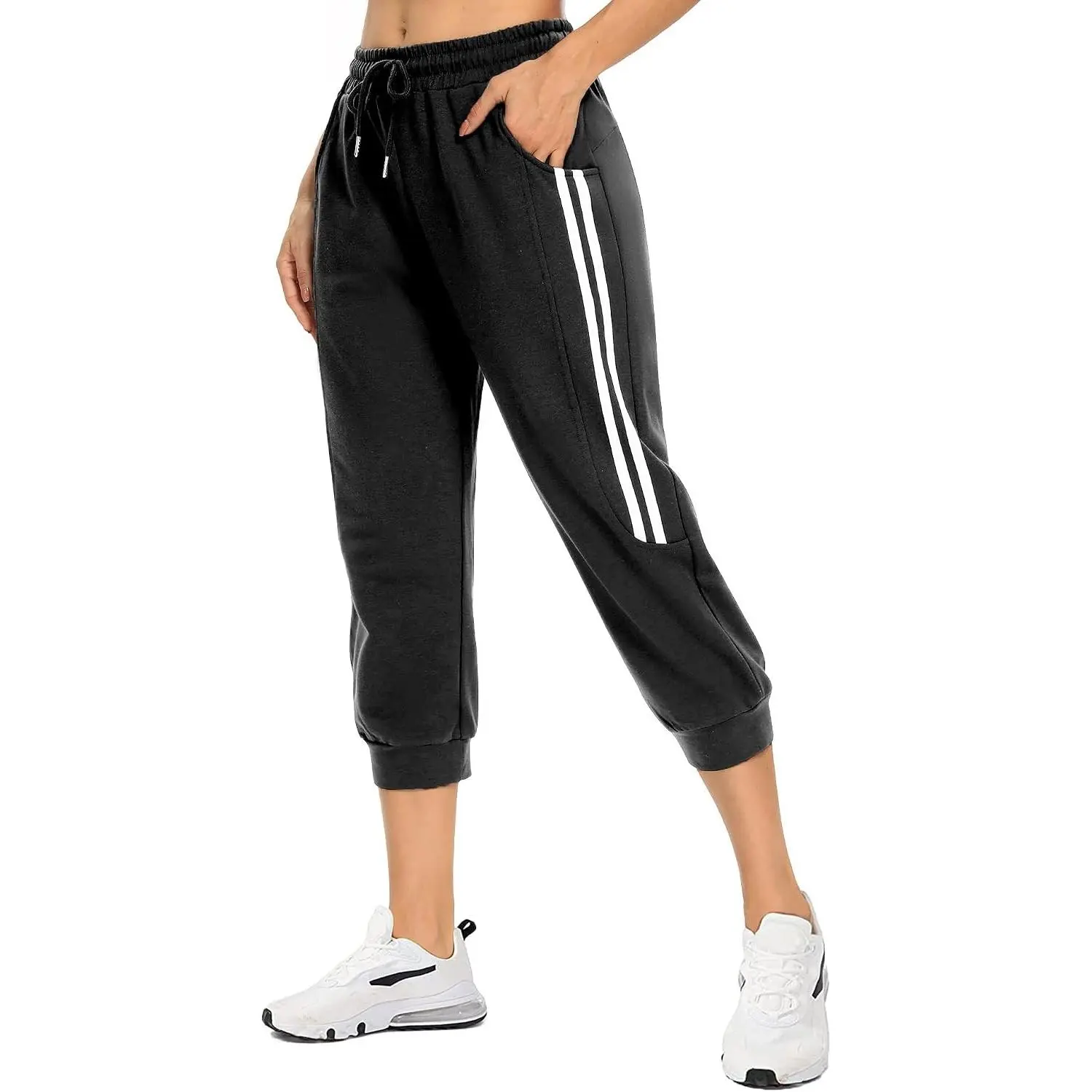 Women's Capri Sweatpants with Pockets - Casual Drawstring Workout Capri Pants for YogaGift