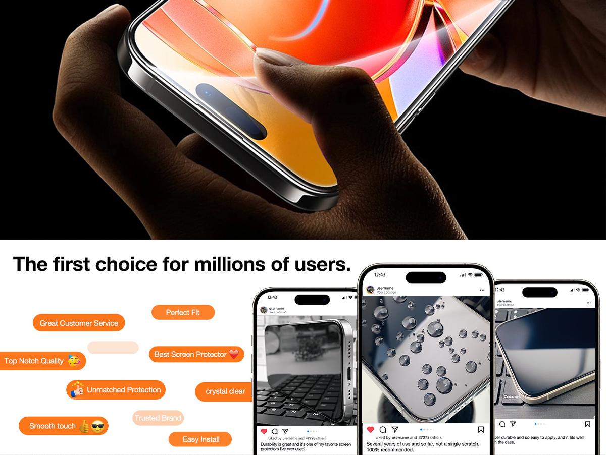 One Fish High-End Privacy Screen Protector Tempered Glass, For Samsung, iPhone, Anti-Snooping Screen Protection,Crystal Clear Easy Installation.