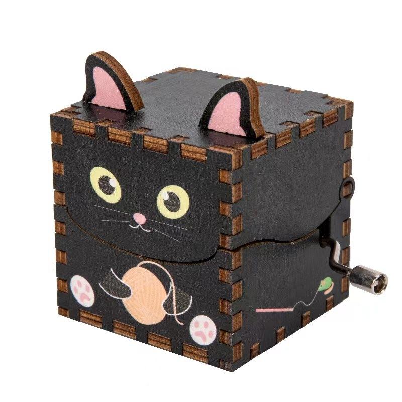 Wooden Music Box DIY Craft Cartoon Animal Gift, Hand-Cranked Octave Toy, Parent-Child Interaction Fun Time