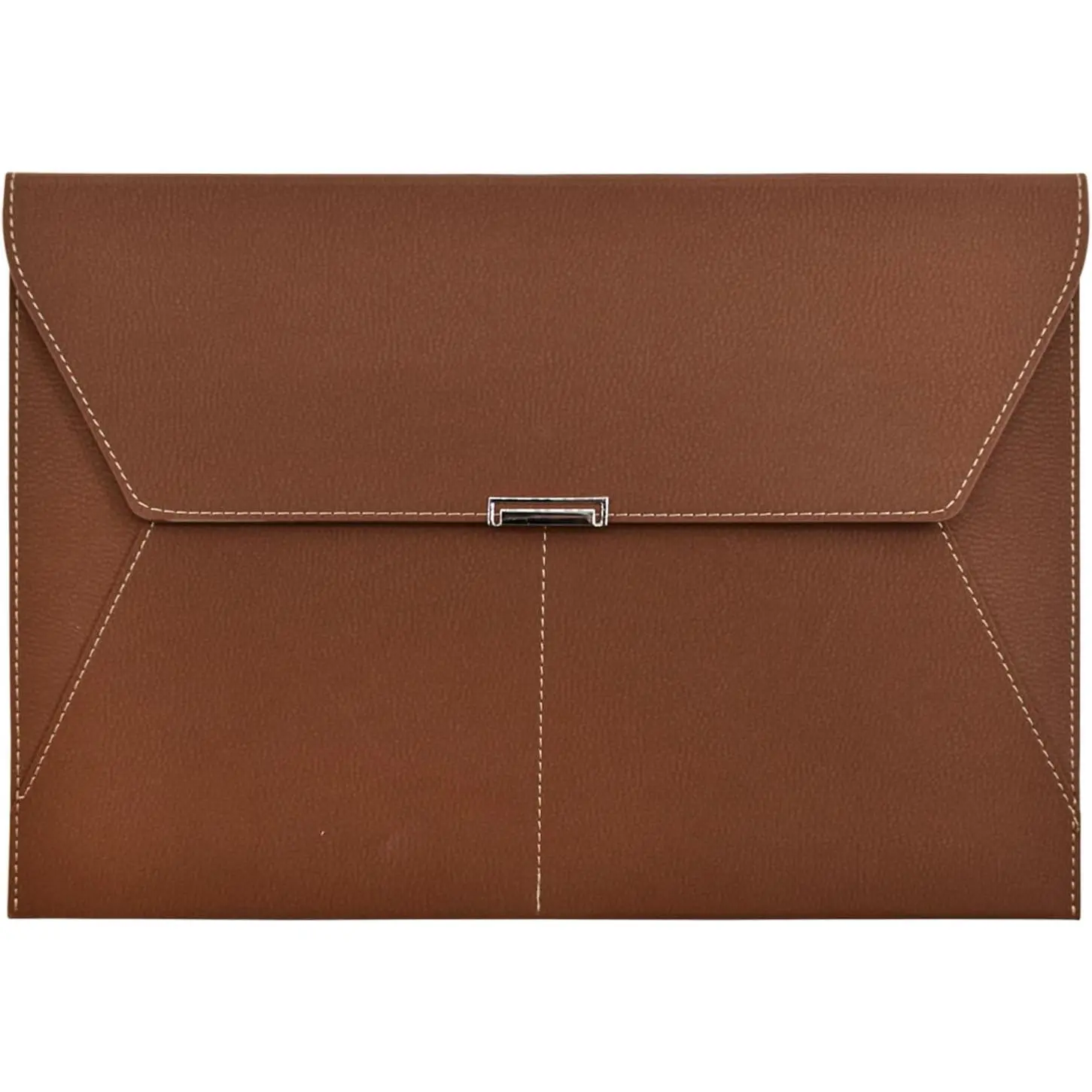 File Folder Document Holder Organizer  Portfolio Leather Folder Case with 3 Pockets, Filing Envelopes for A4 Letter Size Paper with Snap  Button Closure (Gray)