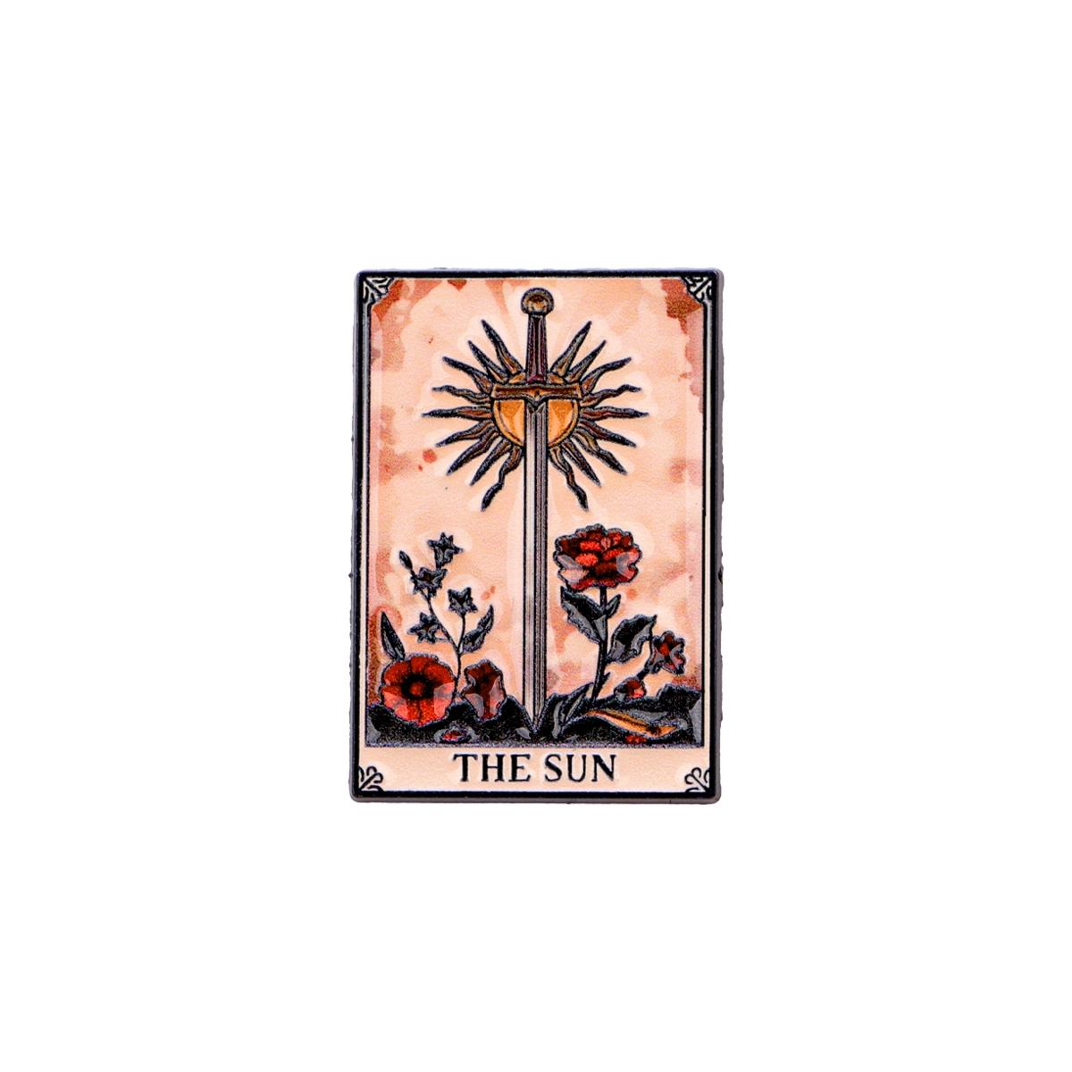 3pcs/set Cartoon Sun Star Flower Skull Brooch Drop Set Pins, Tarot Design Zinc Alloy Badges, Perfect Gift for Friends, Casual Style, All Seasons