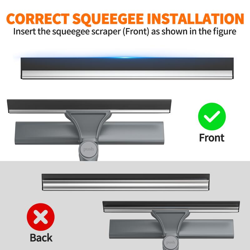 FECOOR Professional Window Squeegee Cleaner, 2 in 1 Shower Squeegee with Extension Pole, 71in Telescopic Window Washing Equipment with Rotation Head, Glass Cleaning Tools for Indoor/Outdoor High Window