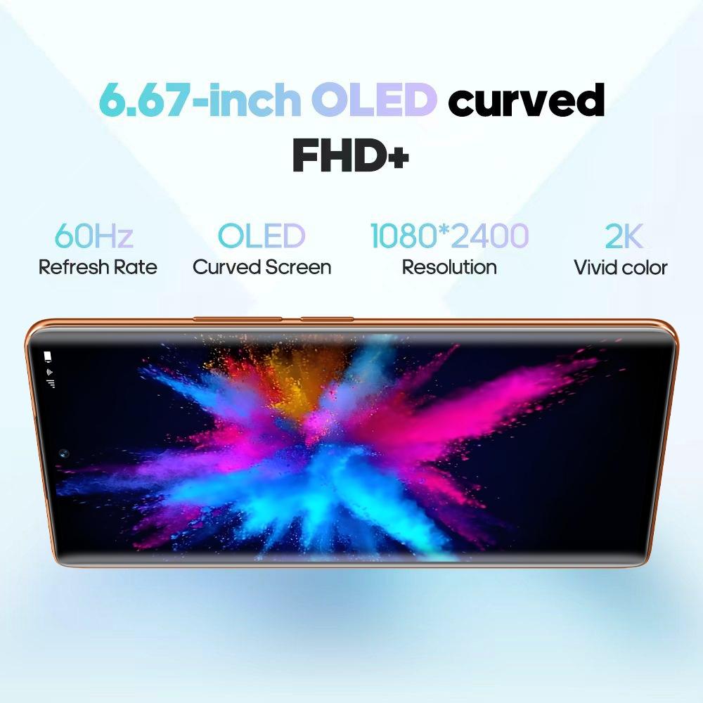 FUFFi 6.67-inch curved screen, 4G network smartphone, 4GB RAM+64GB ROM, 5MP+13MP high-definition camera, eight core processor, Android 12.0 stylish phone, 5000mAh battery, dual card dual standby, GPS