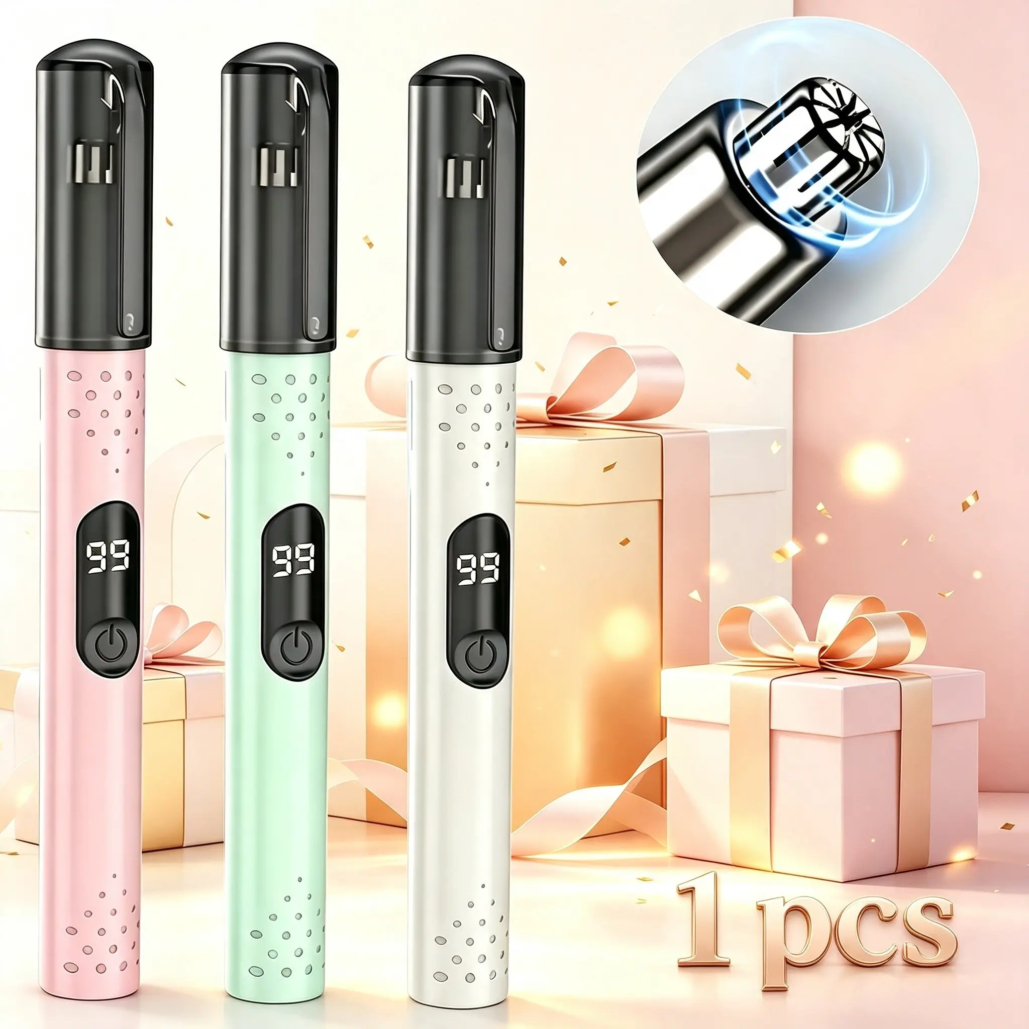 Mini Electric Nose Hair Trimmer | USB Type-C Rechargeable Ear & Eyebrow Hair Remover, Digital Display Pencil Size Portable Hair Trimmer for Travel