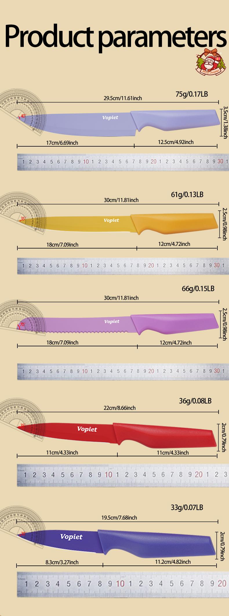 5 Pieces, Kitchen Knife Set, Meat Cleaver, Chef's Knife, Bread Knife, Fruit Knife, ANew Year's Gift Cooking Utensils Cutting Modern Block Home