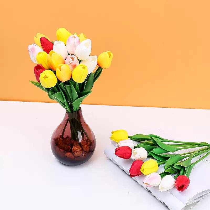 30pcs Realistic Tulip Flower Decorative Plastic Flowers, Touch-Realistic, Ideal for Wedding Bouquets, Home, Hotel, Party, Outdoor Events