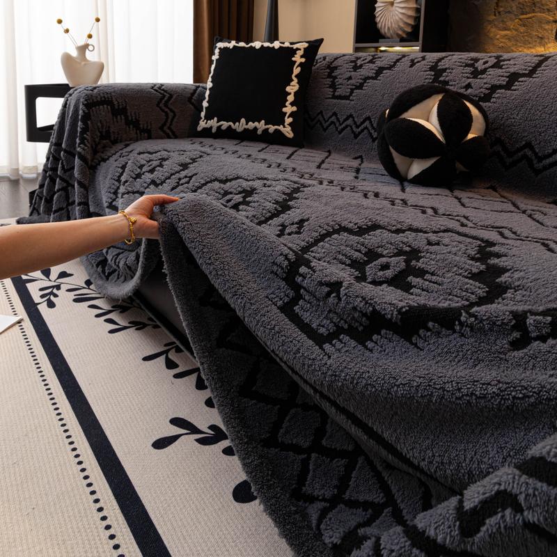 Moroccan Style Plush Thick Sofa Blanket, Sofa Slipcover, Non-Slip Easy Washable, Durable Anti-Scratch Couch Pad, Multiple Colors and Sizes Available