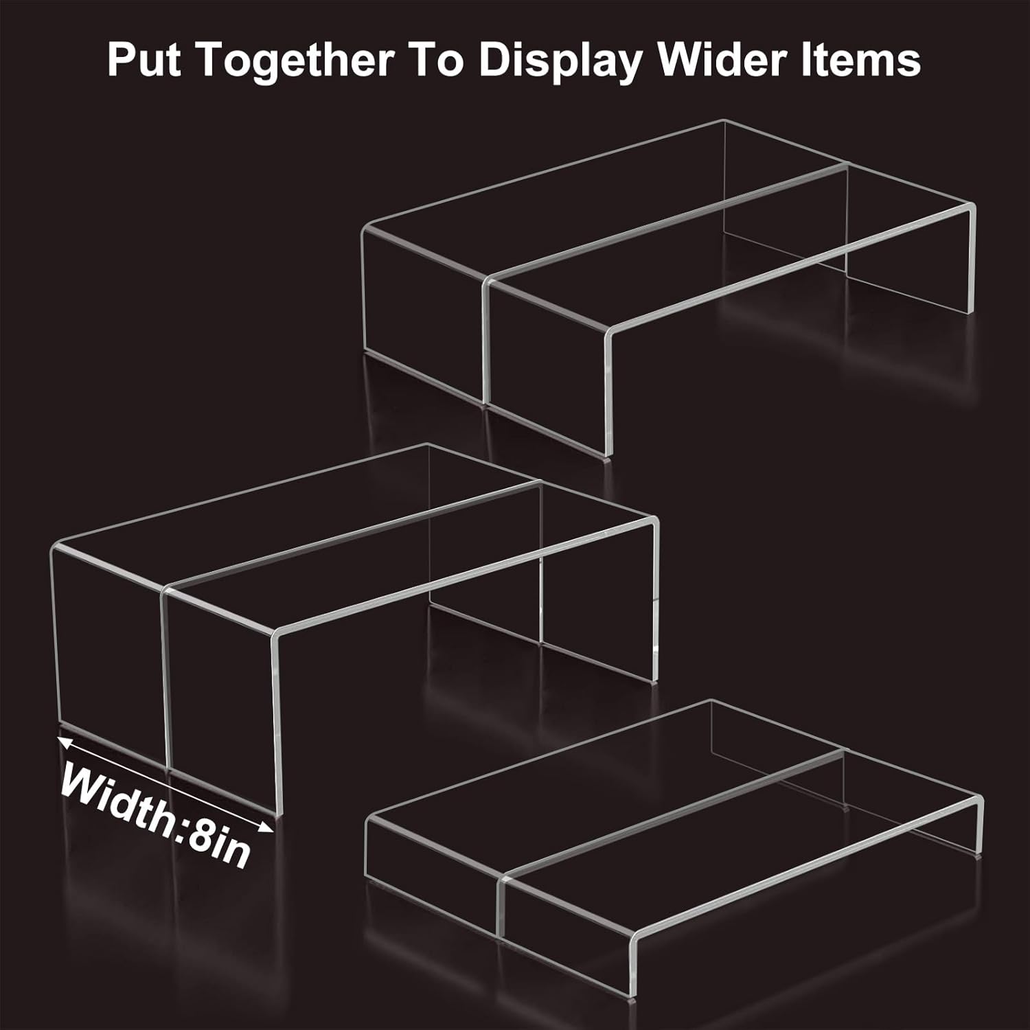 Display Riser Stand of 6 count, 5mm Thickness,12'' Length Tierd Display Stands,  Shelf Risers for Perfume Display,Risers for Buffet Table,Cupcake Stand,Pop Figurines,Tumbler,