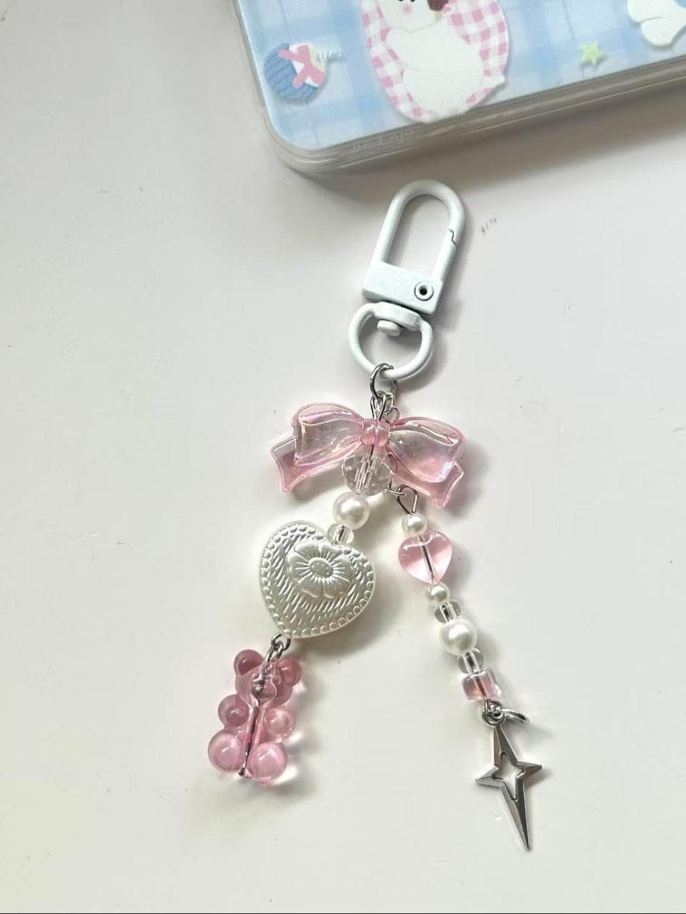 Cute Bear Design Keychain, Fashion Heart Pendant Keychain, Women and Girls, Birthday Gift, Versatile Bag Charm Keychain