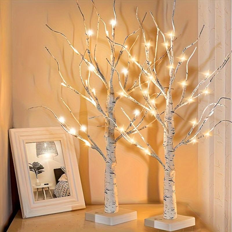 1Pc 24 LED Bendable Willow Branch Light String,Birch Tree Shaped Light,Battery+USB Power Supply,Indoor Night Light Atmosphere Decoration Light,Party Lighting Decoration,Suitable for Home,Parties and Festivals,Gift for Birthdays (Excluding battery)