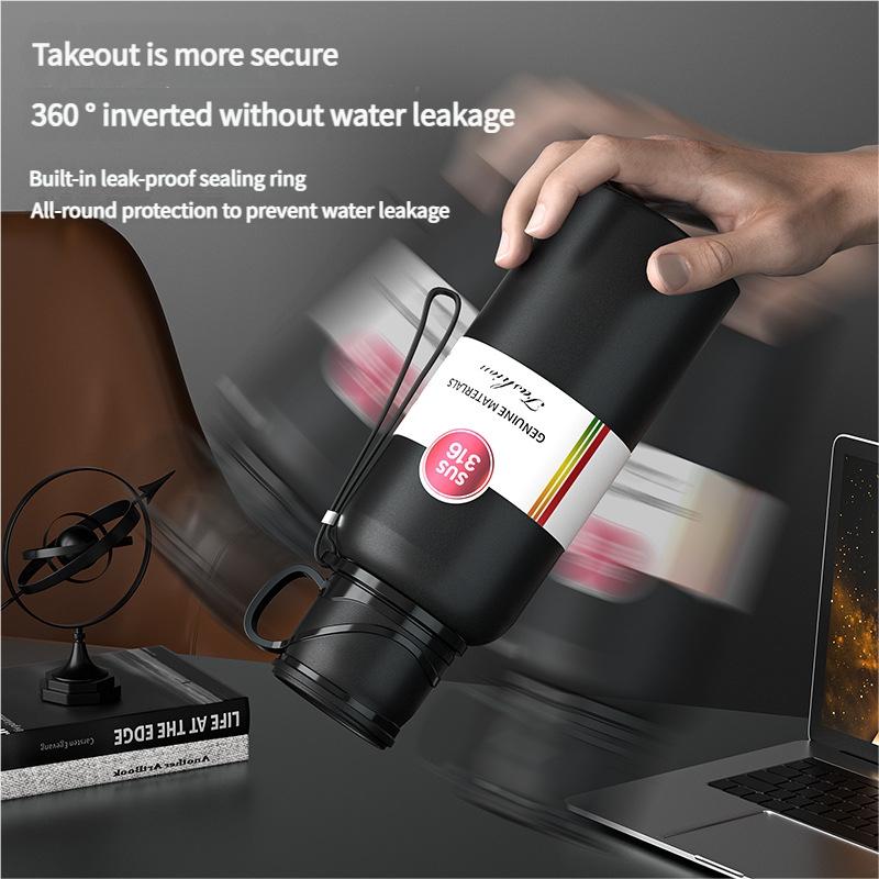 Stainless Steel Insulated Water Bottle, 20oz (600ML) Vacuum Flask with Handle, Smart Temperature Display, Large Capacity Car Cup, Vacuum Insulated Tumbler