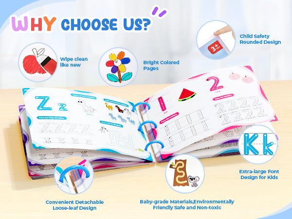 JoyCat Preschool Handwriting Practice Toys, Math Workbooks, Seek & Find Game, Reusable Math Montessori Toys, Letters and Numbers Tracing Workbooks, Learning Activities