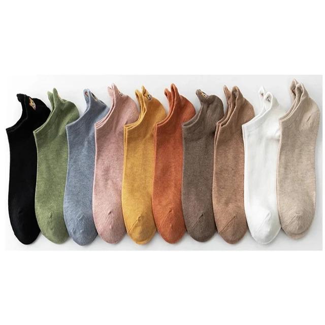 10 Pairs Pack Kawaii Socks Women Happy Ankle Funny Cartoon Embroidery Cat Harajuku Accessories Short Lot Gift Paws Claw