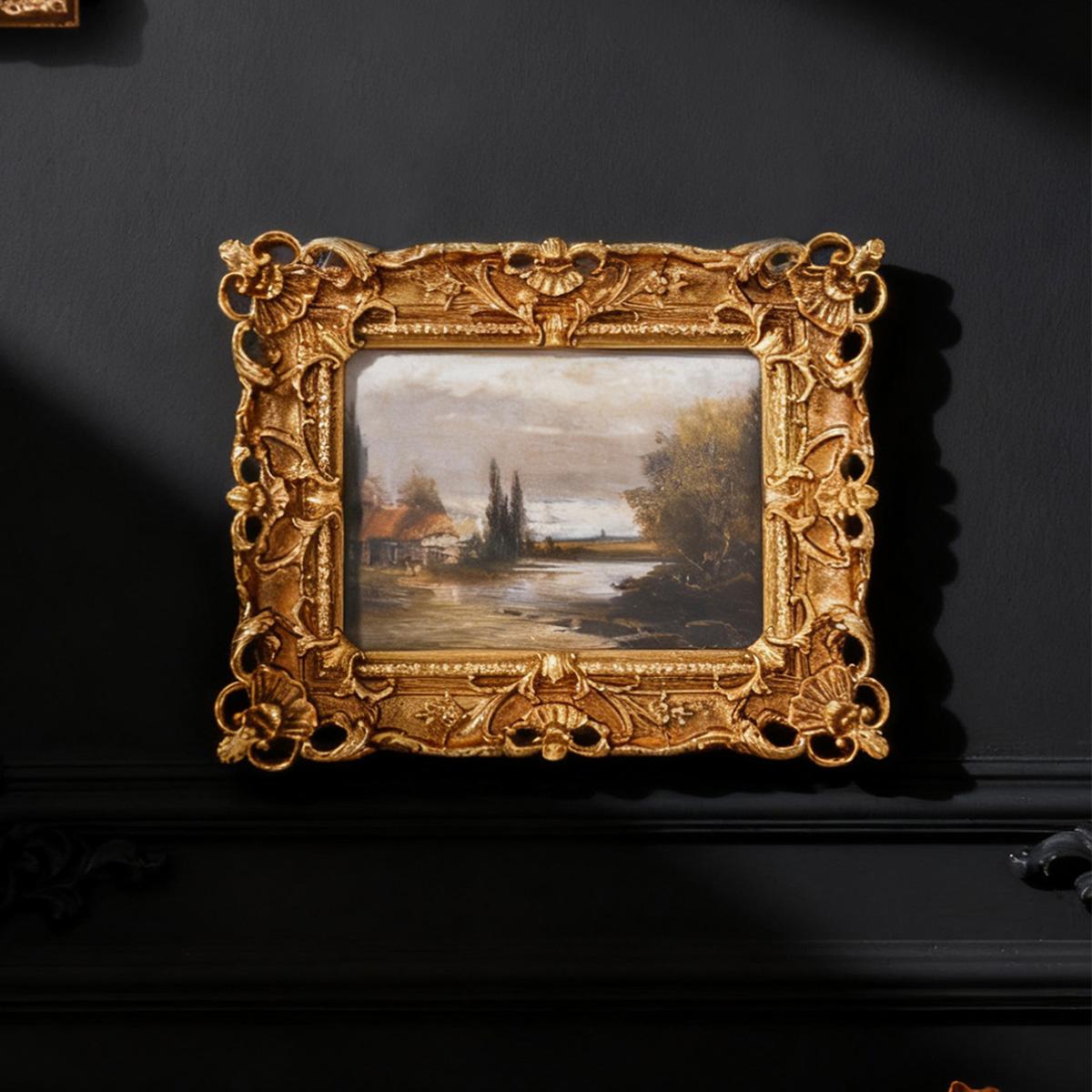 European Vintage Frame Set, Rectangular Decorative Photo Display, Pearl Chain & Swallow Design, Wall Hanging, Home Decoration, Picture Frame