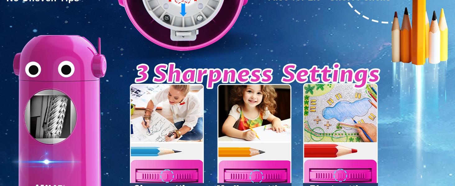 AFMAT Robot Electric Pencil Sharpener for Colored Pencils, Fully Automatic, Rechargeable, No-Touch Design, 7-11.5mm, Ideal for Home & Classroom