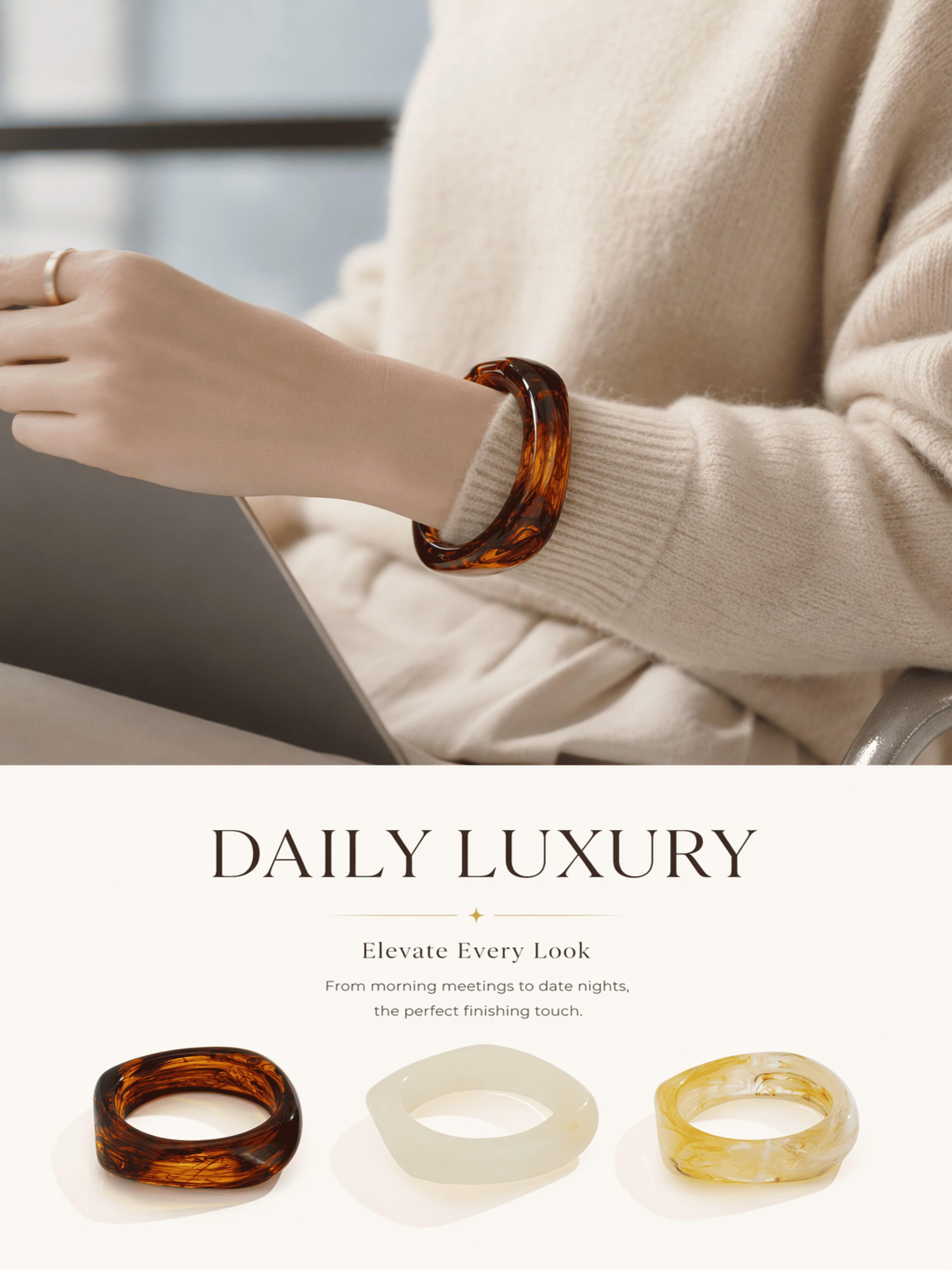 Unique Amber-Effect Irregular Bangle - Stunning Marbled Texture, The Finishing Touch to Your Beach Outfit & The Ultimate Luxury Gift