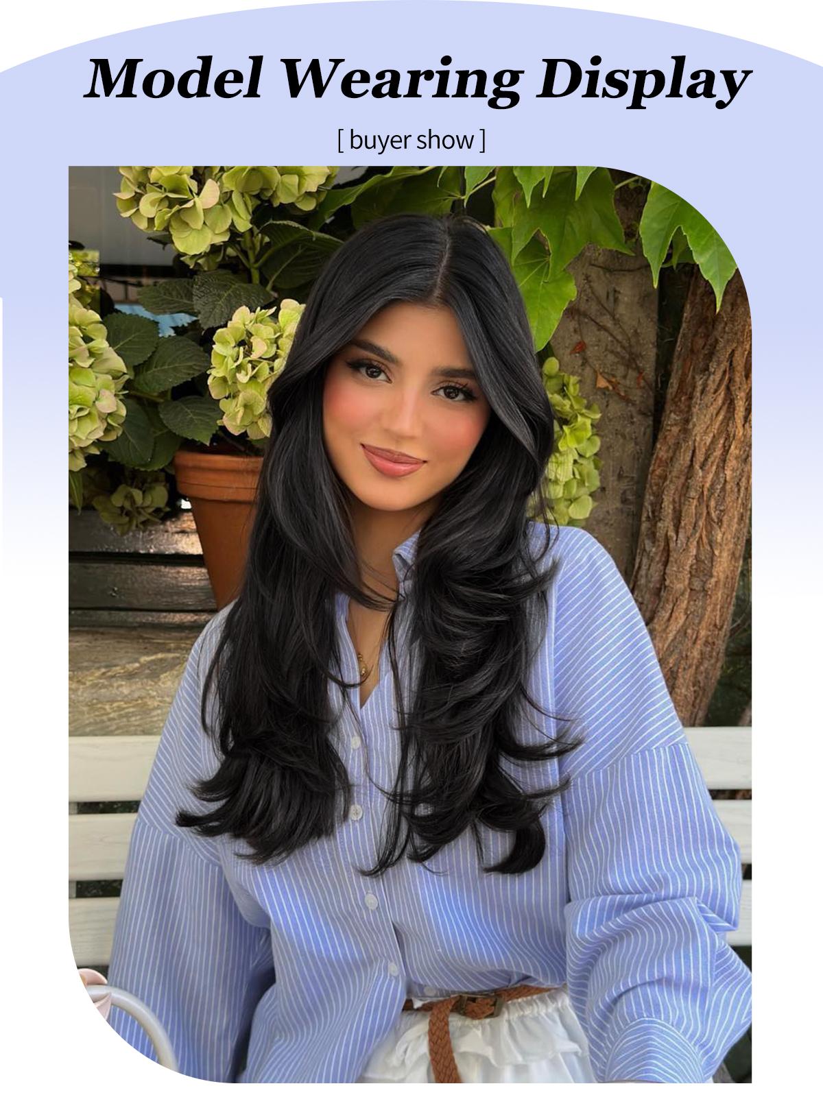 ALXNAN Synthetic Bleach Blonde Clip-in Hair Extensions Natural Straight Long Layered for Women Curly Wavy Heat Resistant Natural Straight