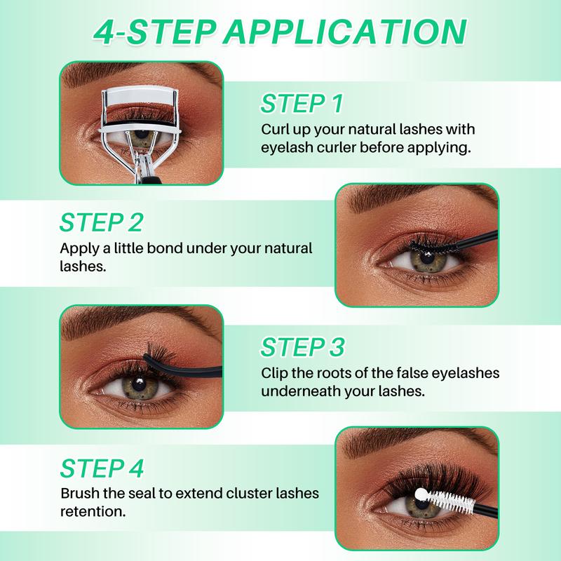 270Pcs D Curl 70D80D90D 3 Styles 10-18mm Mixed Length Volume & 3D Effect Individual Lash Clusters Kit Soft and Comfortable False Eyelashes Set Comes with Lash Bond&Seal Lash Remover And Tweezers, Perfect For DIY At Home, Beginner friendly