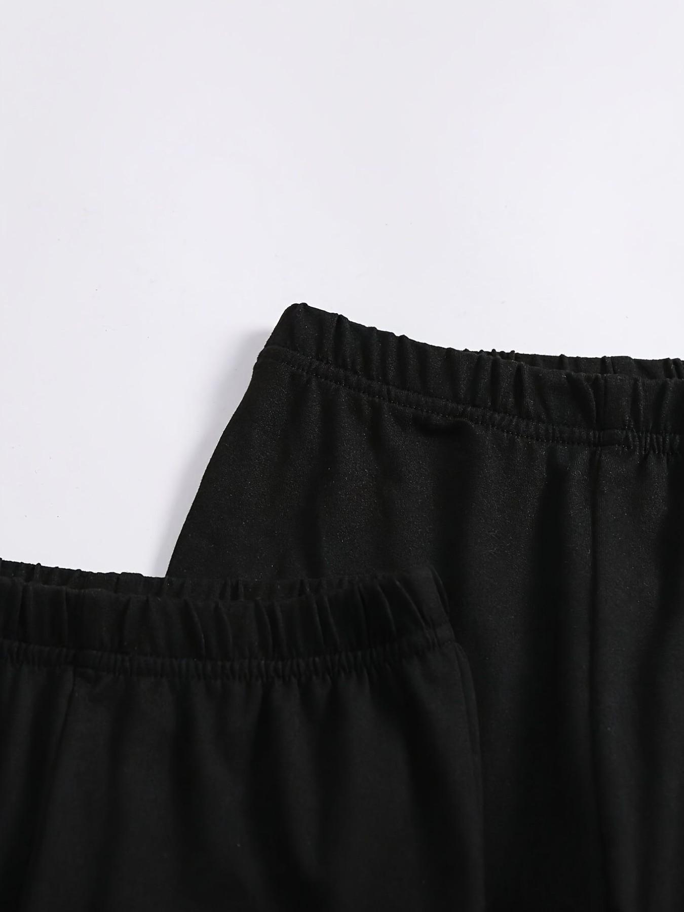 3-Pack Girls' Bell Bottom Pants, Elastic Waist Slim Fit, Sporty Style, Daily Wear, Dance, School Uniform Innerwear