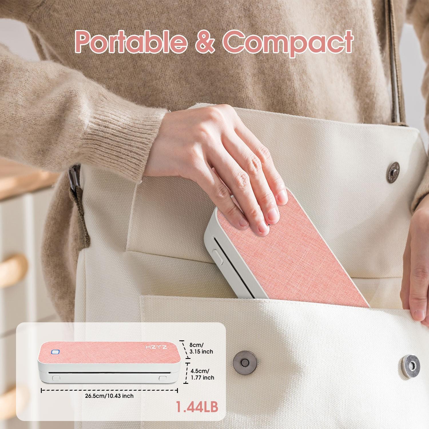 HZTZ A4 Mini Thermal Printer, Wireless Connection for Mobile, Compatible with Android and iOS, High-Quality Design, Ink-Free Printing