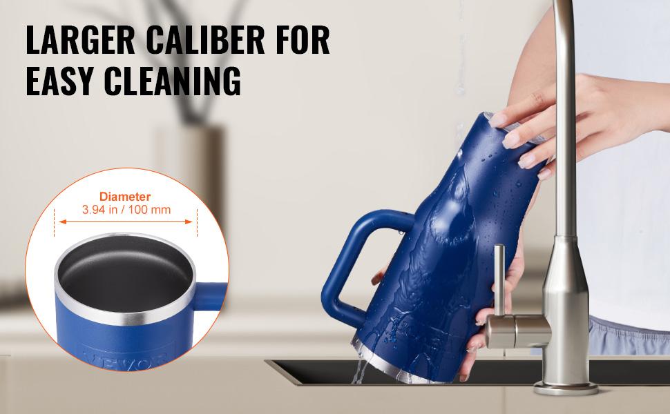 VEVOR 40 oz Insulated Water Bottle, Stainless Steel Sports Coffee Cup with Lid, Handheld Travel Coffee Mug Double Walled, Camping Hydration Flask Leakproof, for Indoor/Outdoor School, Work, Blue