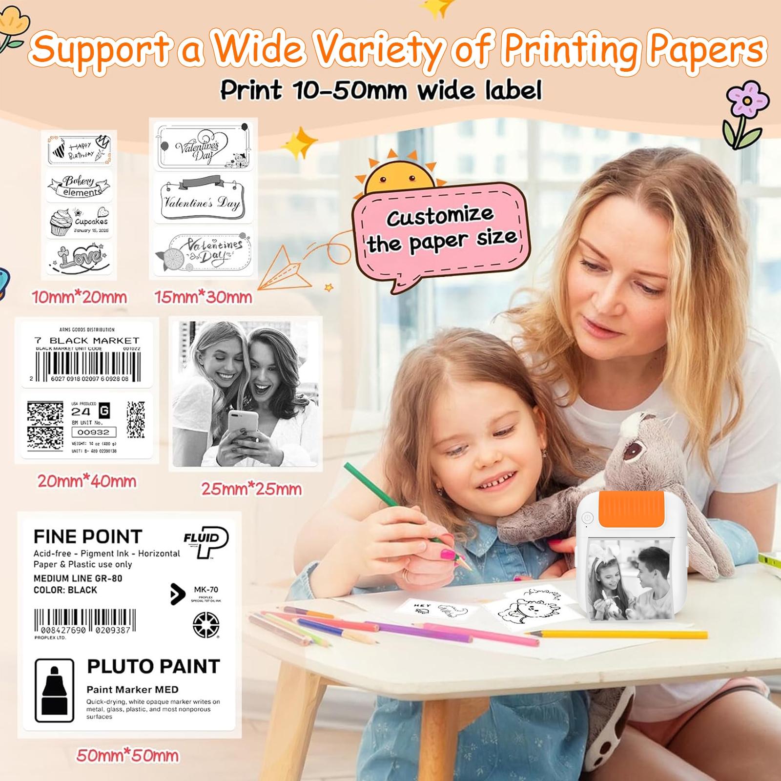 Label Maker Sticker Printer Portable Mini Bluetooth Label Printer Mini Thermal Sticker Printer for Home Kitchen School Office Mini Portable Printer Inkless Thermal Printer Ink-Free Sticker Machine Ideal for DIY Crafts Journaling Study Work Labels