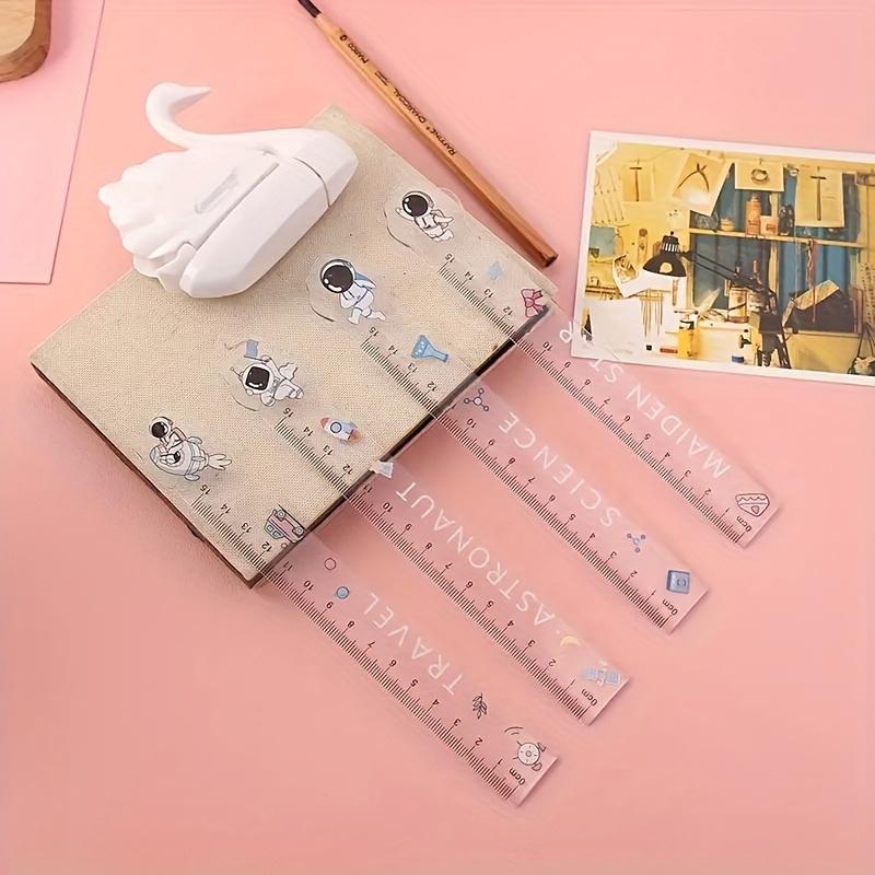 Transparent Astronaut Cartoon Ruler Set, Cute Measuring Tool for School Home Office Use, 1/4/8 PCS Pack, Ideal Gift for Kids and Adults