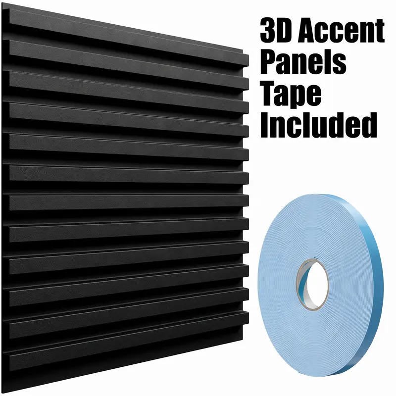 Striped Pattern PVC 3D Accent Wall Panels with Tape, Decorative Wall Panel Roll for Interior Walls, Living Room, Bedroom or Study Room Home Decoration, Striped Wallpaper Board #GLOBAL PICKS
