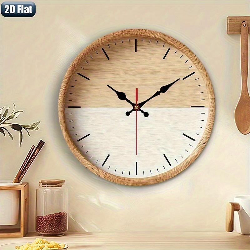 2D Flat. 1pc. Natural Wood Grain Themed Wall Clock, Silent Decorative Clock, Creative Wall Clock, Suitable for Decorating Bedrooms, Living Rooms, And Offices, Available in 25/30 cm (Batteries Not Included)