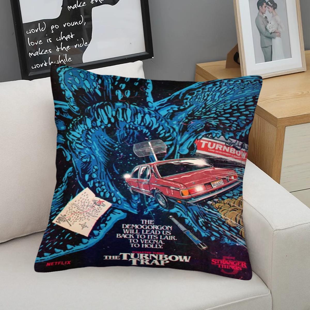 Stranger Things Pattern Throw Pillow, Soft And Comfortable Printed Design, Unique Print, Suitable For Living Room Sofa, Bedroom Headboard Pillow, And Office Nap
