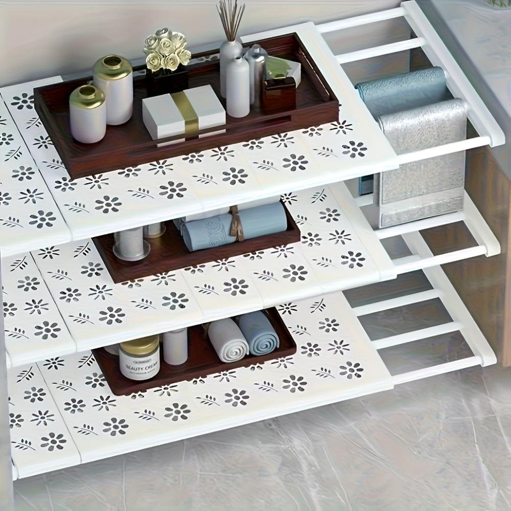 Adjustable Storage Shelf Set - 3-piece set including 1 shelf board and 2 brackets, with an expandable space-saving design suitable for wardrobes, kitchens, and bathrooms, featuring retractable partition boards, multi-layer cabinet storage shelves