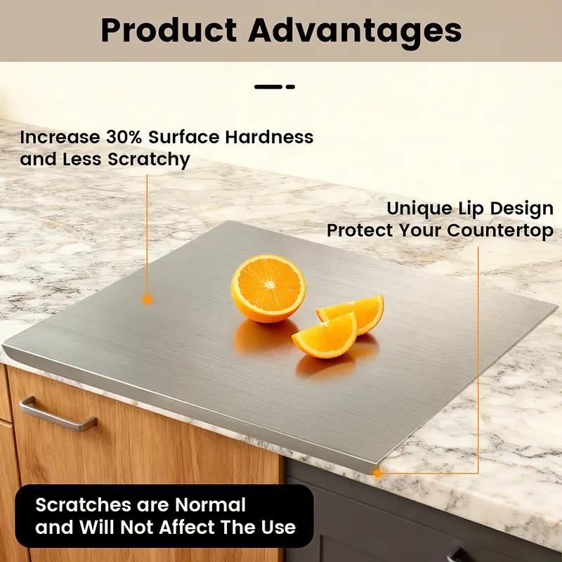 Stainless Steel Food Cutting Board 40x30cm, Durable Large Kitchen Chopping Block for Meat, Fruit, Vegetables and Baking, Easy to Clean, Suitable for Daily Use, Cutting Boards for Kitchen