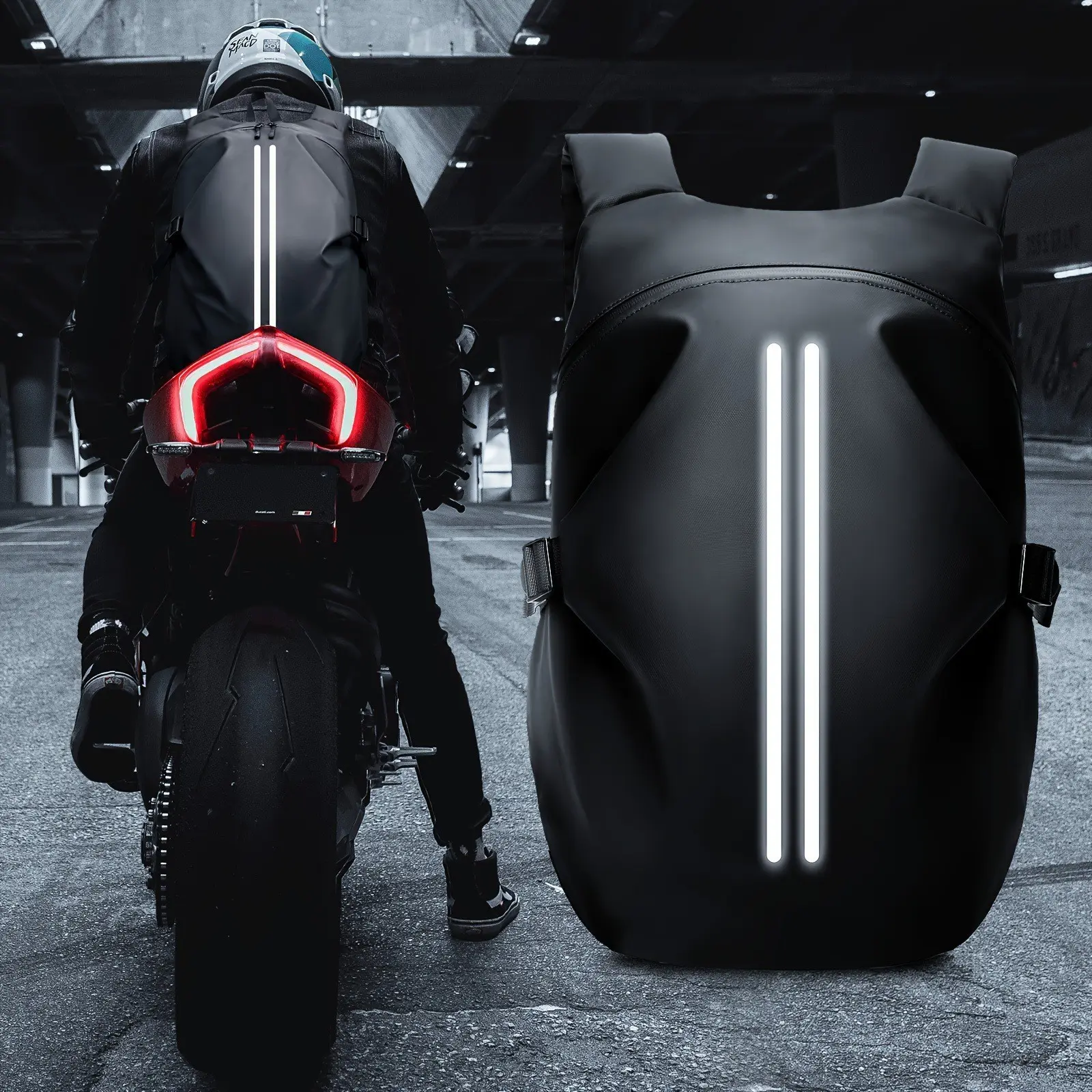 Double reflective strip Black Helmet B