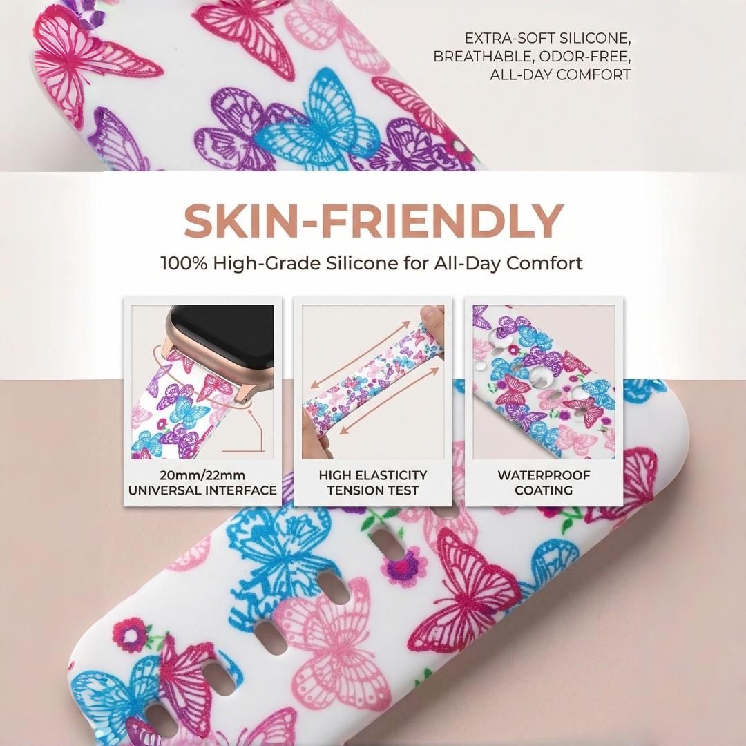 Fashionable Silicone Watch Band, Universal Quick-Release (20mm), Soft Comfort, Waterproof Sweatproof, Buckle, Compatible with Smartwatches