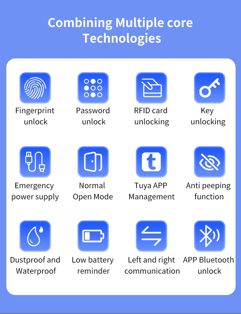 Tuya Smart Fingerprint Door Lock, Wireless Battery Powered, Supports Fingerprints/APP/mechanical Key, Low Energy Design, Low Battery Alert