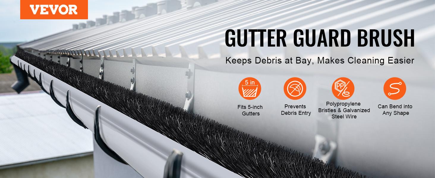 VEVOR Bulk Pack Gutter Brush, 120ft Long, 4.33in Diameter Ground-Level Cleaning Tool, Leaf Guard for 5in Gutters, 40-Pack for Easy Roof Leaf & Debris Removal