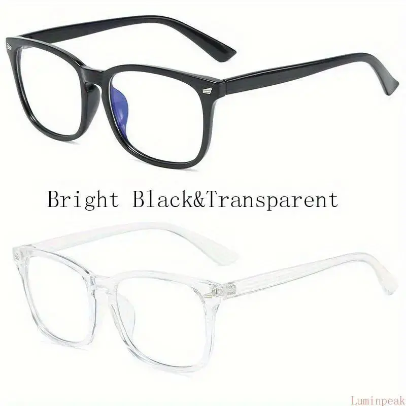 Unisex 2PCS Full-Rim Rectangle Lens Eyewear Frames - Minimalist Non-Prescription Casual Stylish Glasses, Lightweight Durable Comfortable Temple Arms for Office, Commute Fashion Accessory Set